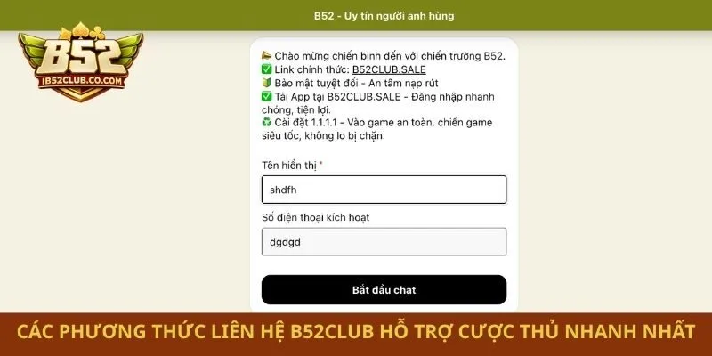 Các phương thức liên hệ B52club hỗ trợ cược thủ nhanh nhất